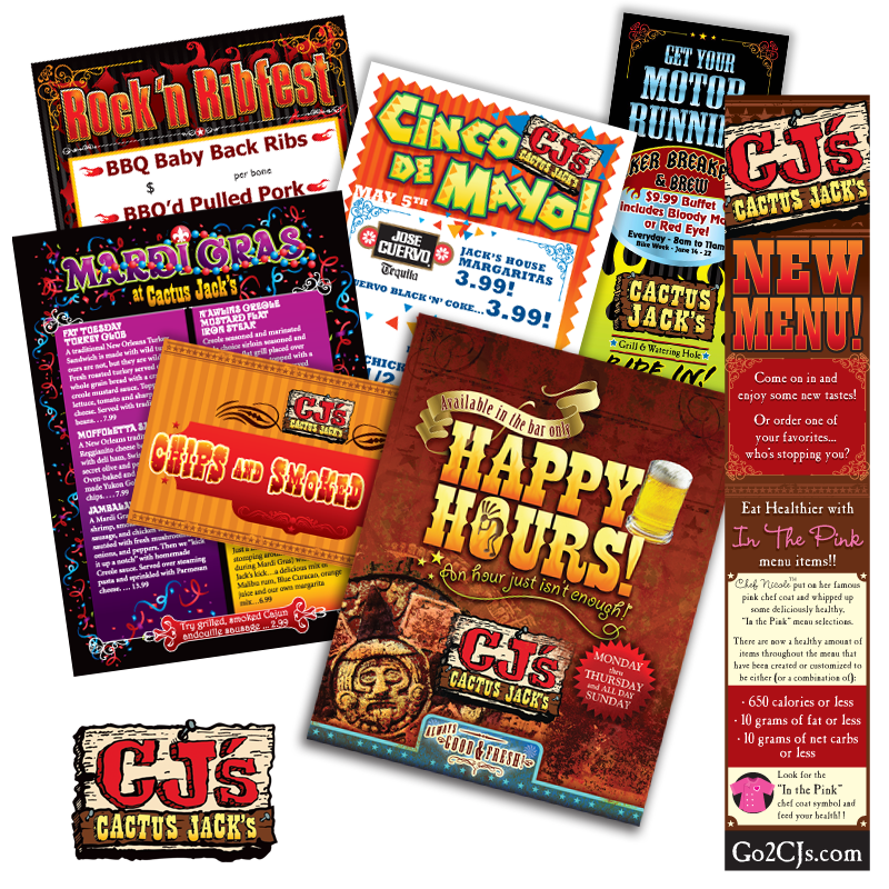 Print Collateral - Cactus Jack's (CJ's) of Manchester and Laconia